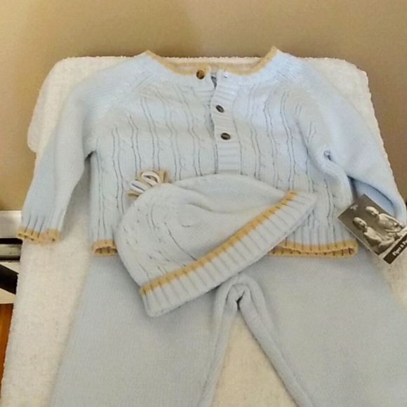 Piper and Posie light blue sweater set with hat 6 to 9 months - Picture 1 of 6